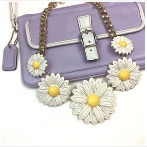 Ceramic Daisy Statement Necklace Gold Chain